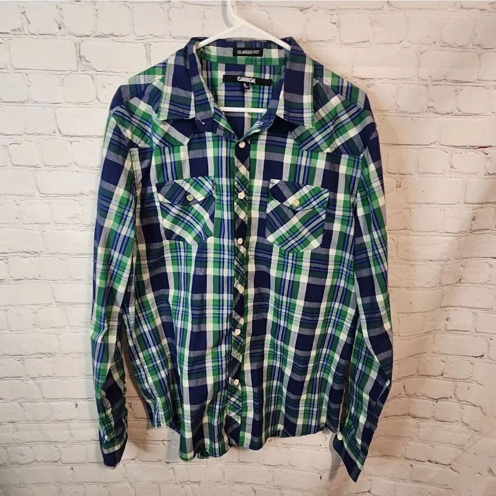 Men's Carbon "Classic Fit" longsleeve button-down shirt, size Large